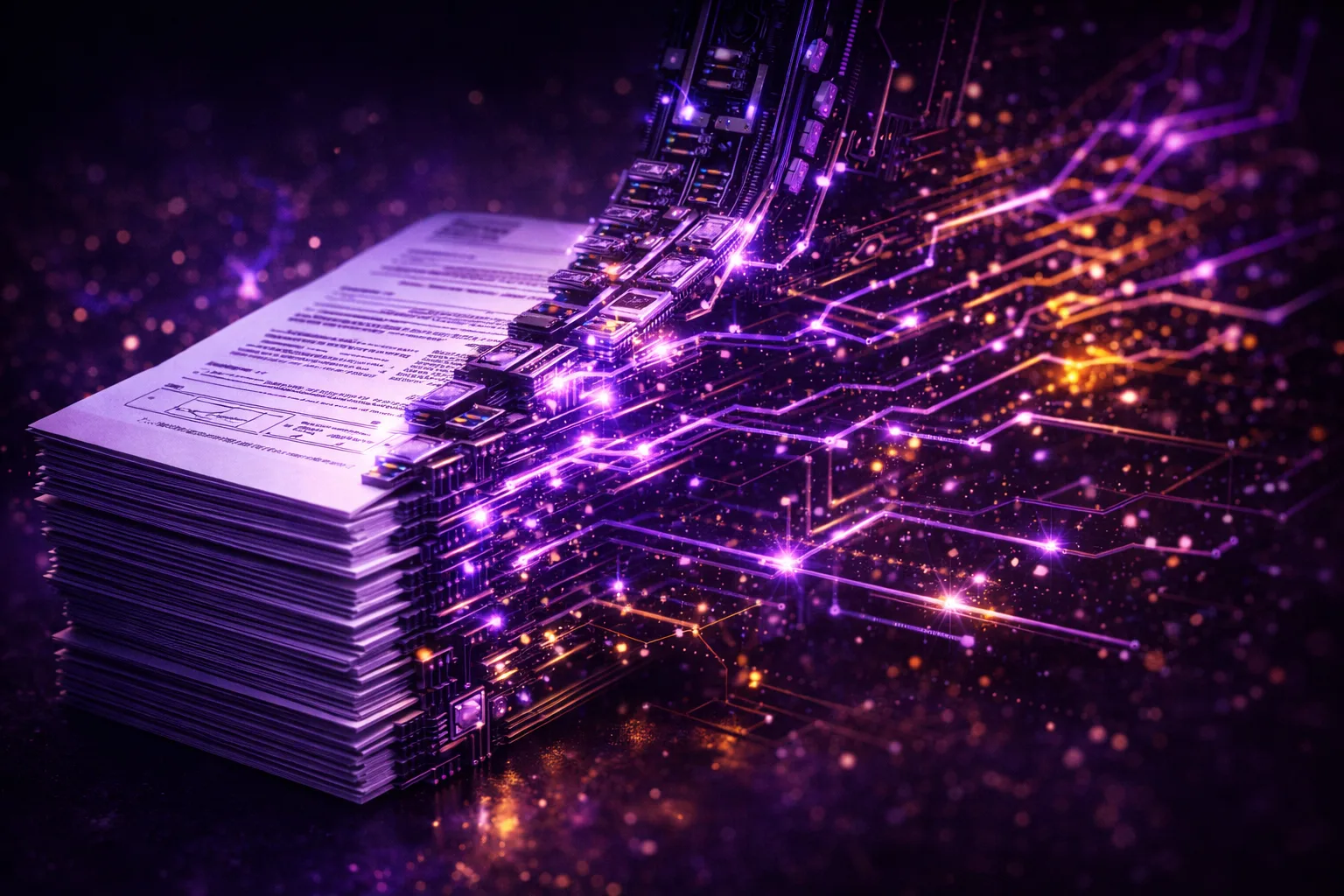 A person standing before an illuminated specification interface — the future of AI-human collaboration